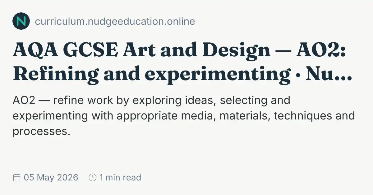 Ao2 Aqa AQA GCSE Art and Design — AO2: Refining and experimenting · Nudge ...
