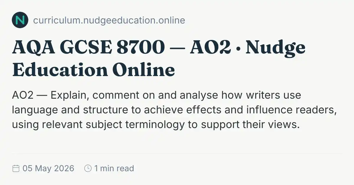 Ao2 Aqa AQA GCSE 8700 — AO2 · Nudge Education Online