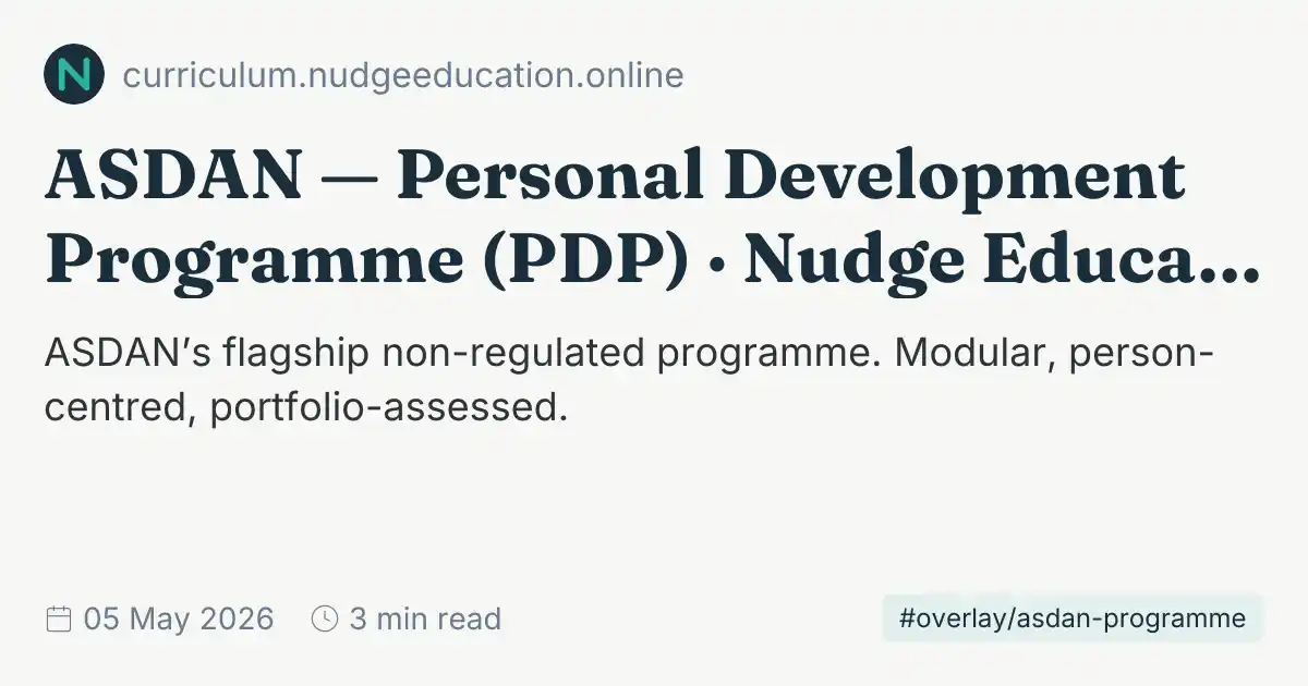 ASDAN — Personal Development Programme (PDP) · Nudge Education Online