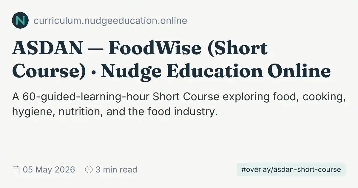 ASDAN — FoodWise (Short Course) · Nudge Education Online